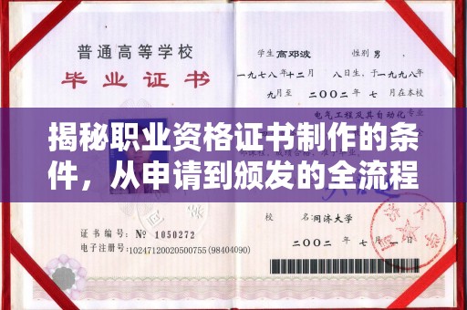 左营揭秘职业资格证书制作的条件，从申请到颁发的全流程解析
